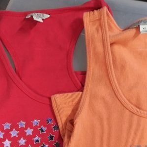 2 Guess racerback tanks Red & Orange